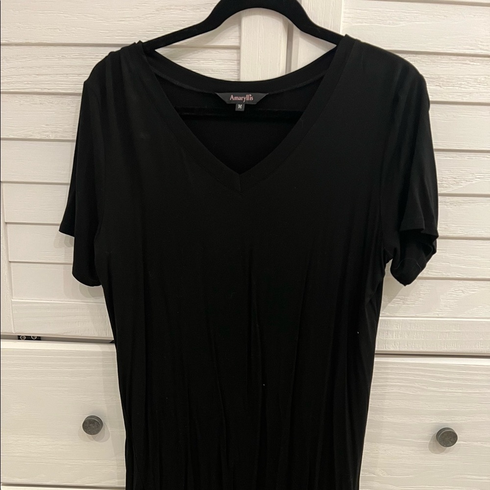 Black midi dress v neck
